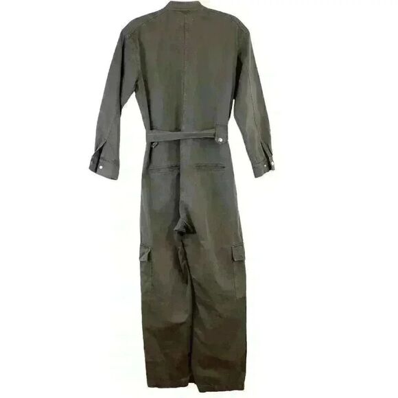 OVERLOVER Mulholland Utility Jumpsuit in Dark Gray Cotton Linen Size Medium - Picture 6 of 9